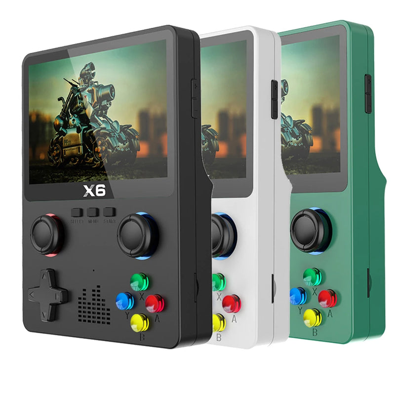 Handheld-Spielkonsole X6 – 3,5-Zoll-IPS-Bildschirm, zwei Joysticks, 11 Emulatoren