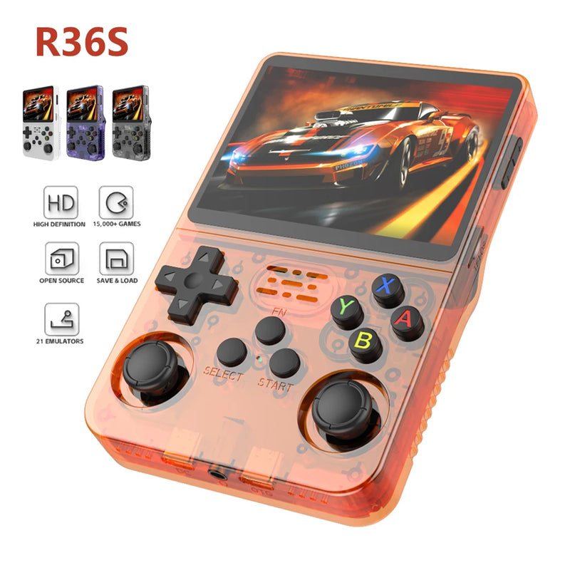 R36S Retro Handheld Game Console – Tela IPS de 3,5", 128 GB, Sistema de jogos Linux portátil