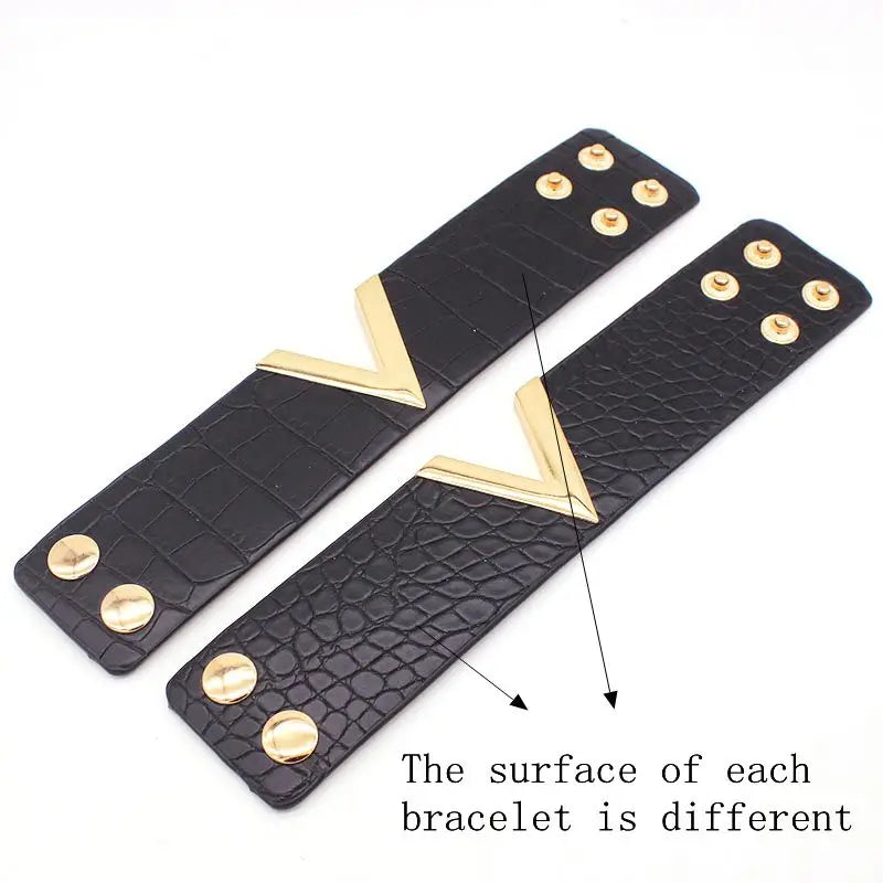 Punk Style Leather Bracelet for Women – V Word Design