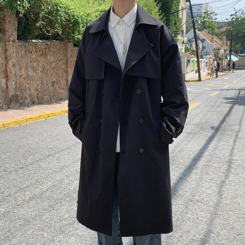 Korean Style Spring Trench Coat for Men – Casual Windbreaker