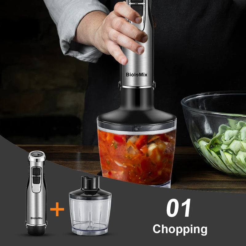 BioloMix 4-in-1 High Power Hand Blender with Chopper and Smoothie Cup