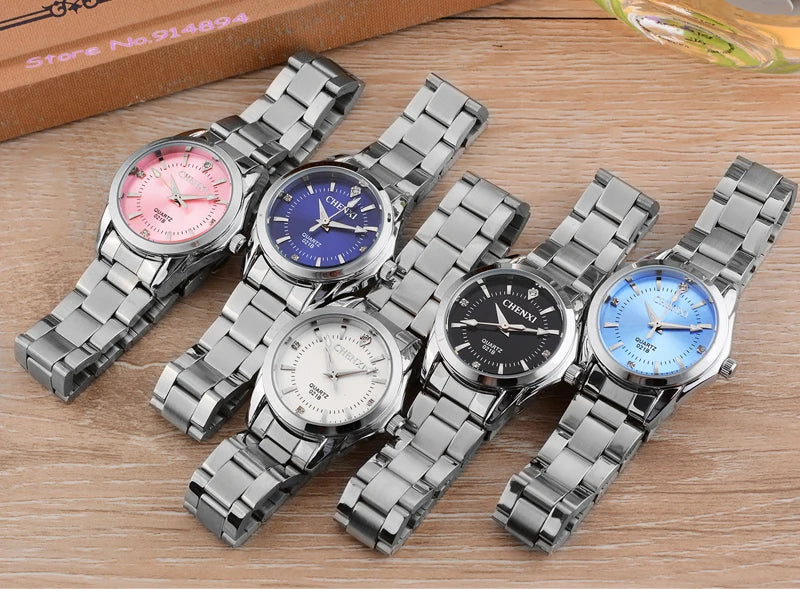 CHENXI Luxus-Damenuhr – 6 Farben, wasserdicht, Strass-Kleideruhr