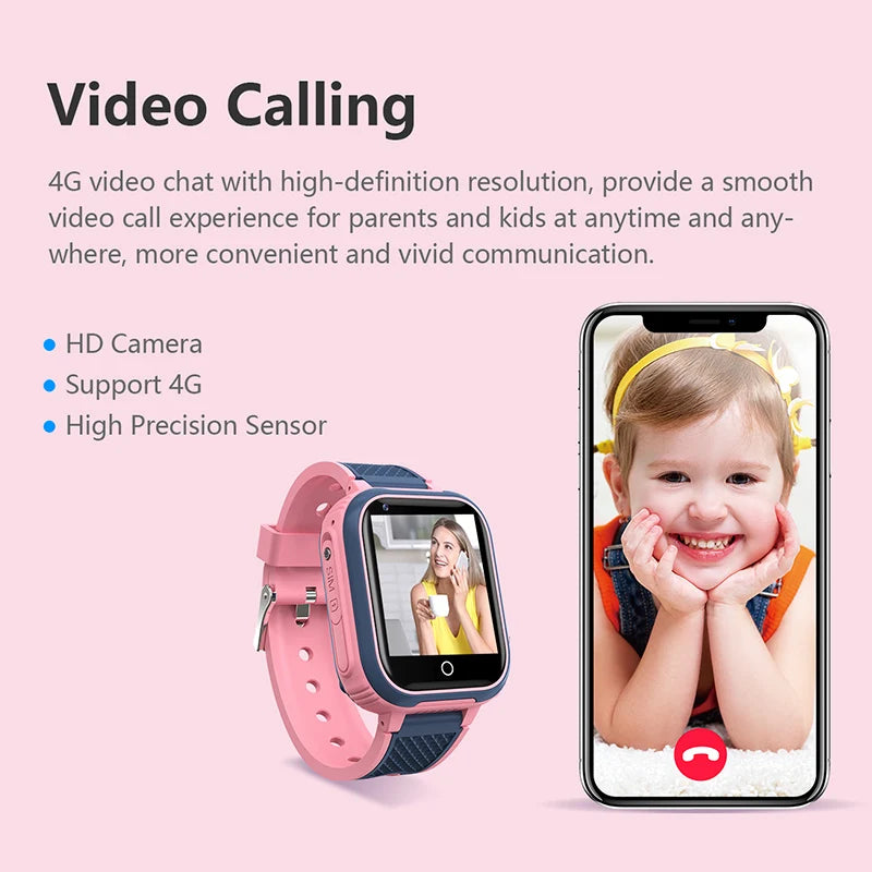 LT21 4G Kids Smart Watch - GPS, videochamada, à prova d'água, SOS, câmera