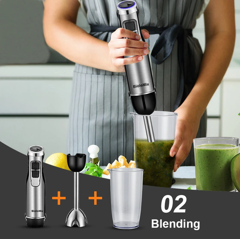 BioloMix 4-in-1 Hochleistungs-Stabmixer mit Zerkleinerer und Smoothie-Becher