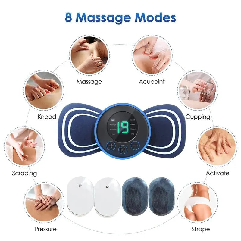 Mini massageador de pescoço elétrico portátil inteligente para costas e ombros com almofada e controle remoto