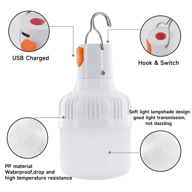 Lâmpadas LED recarregáveis ​​USB para exterior