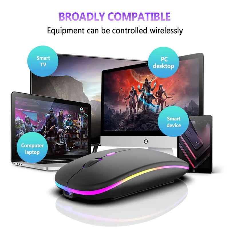 Mouse sem fio Bluetooth RGB