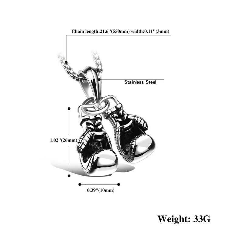 Colar com pingente de luva de boxe dupla
