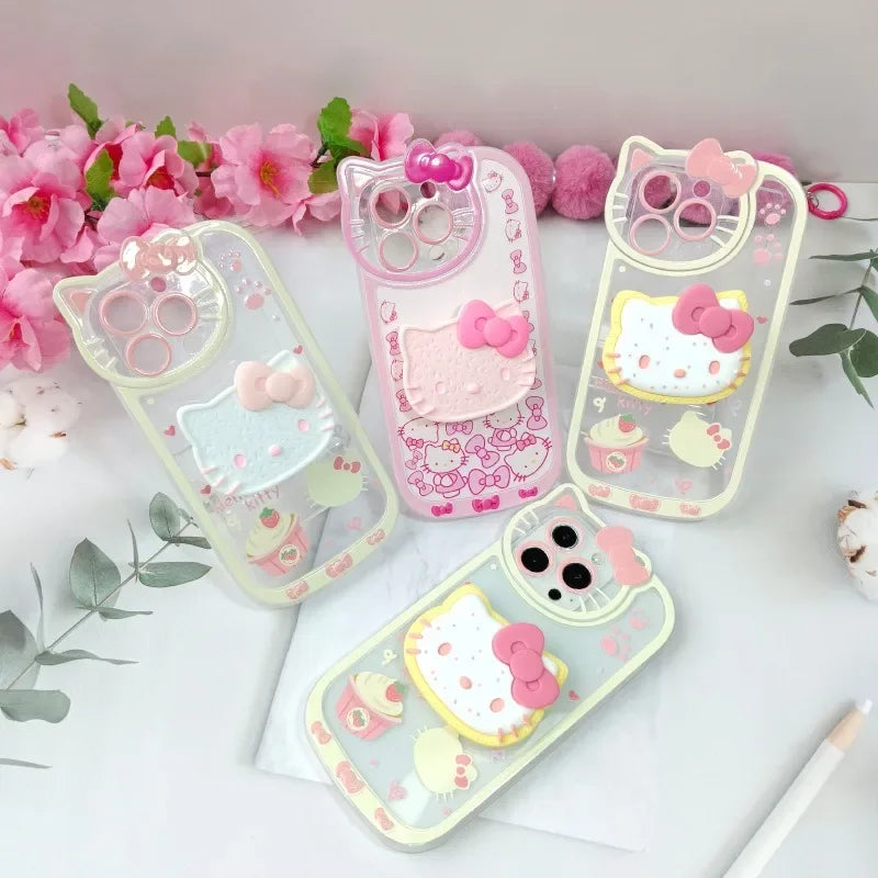 Capa Hello Kitty Stand para iPhone 7-15 Pro Max – Design Y2K à prova de choque