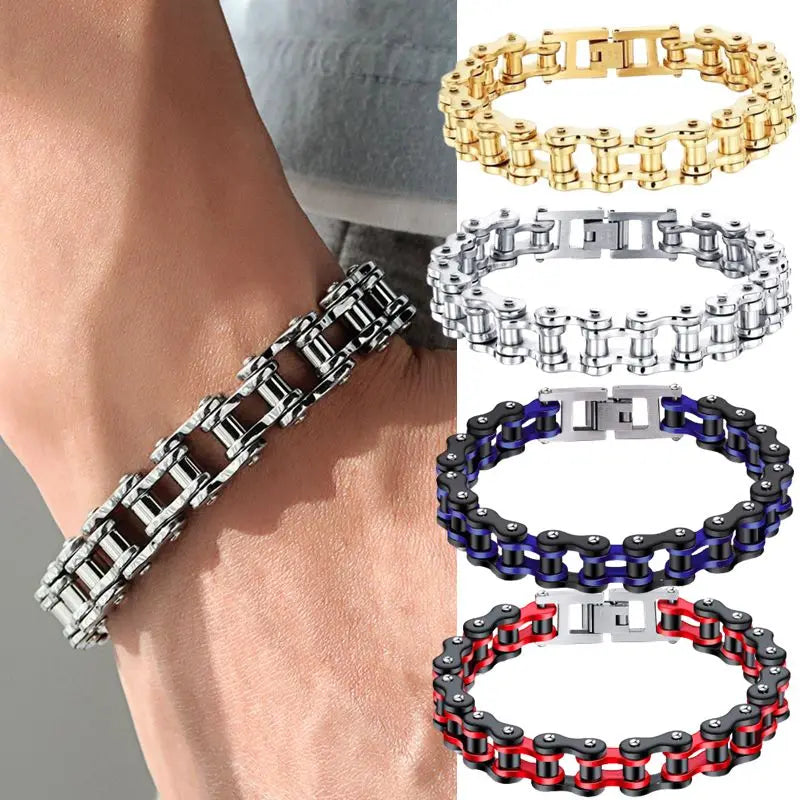 Stainless Steel Biker Bracelet - Punk Rock Style