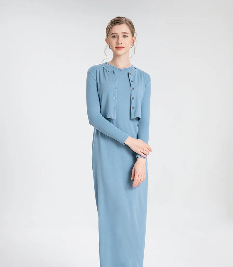 Cardigan Maxi Dress for Women – Nature Fiber Fabric