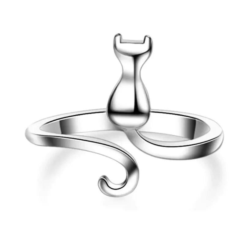 925 Sterling Silver Cat Engagement Ring for Women