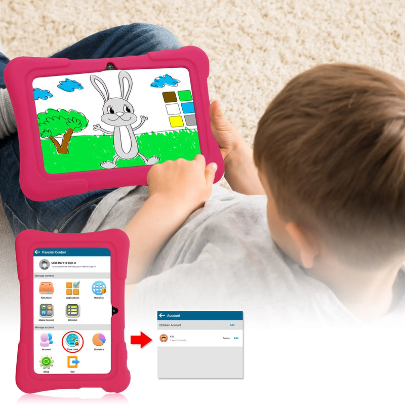 Tablet infantil PRITOM de 7 polegadas - Android 10, 32 GB de armazenamento