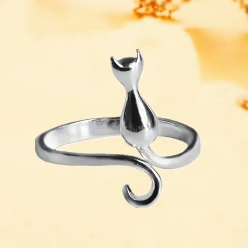 925 Sterling Silver Cat Engagement Ring for Women