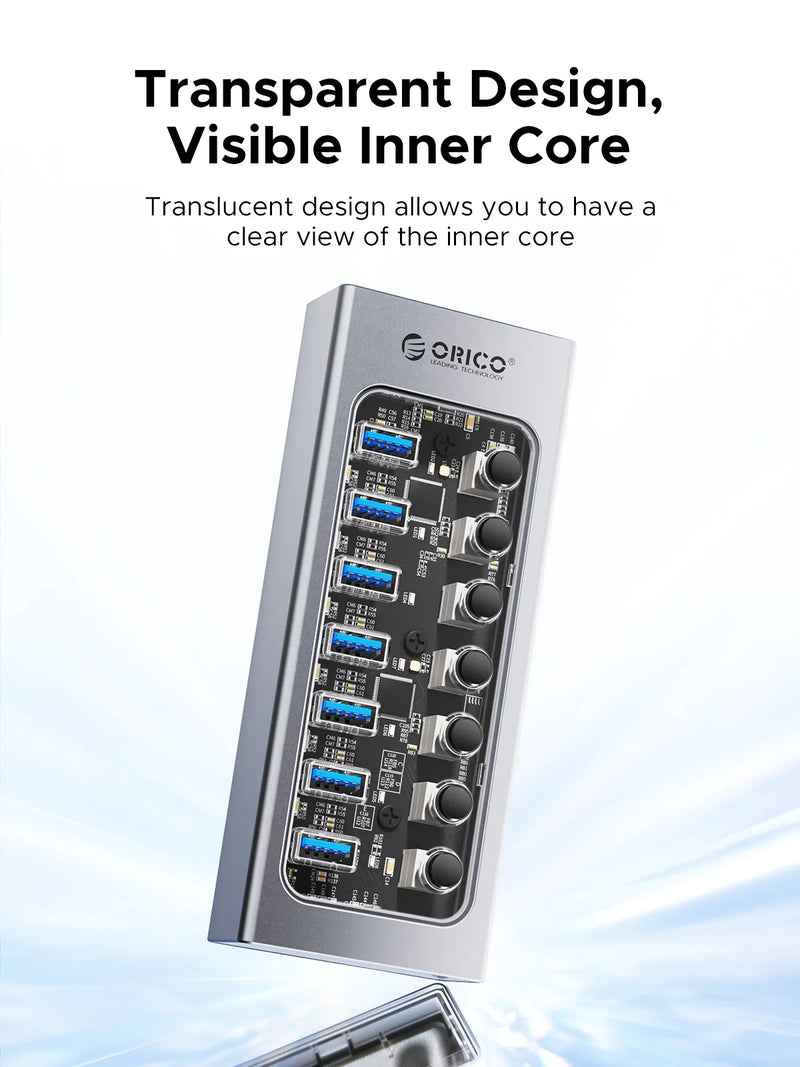 7-Port USB 3.0 Hub Splitter with Power Adapter