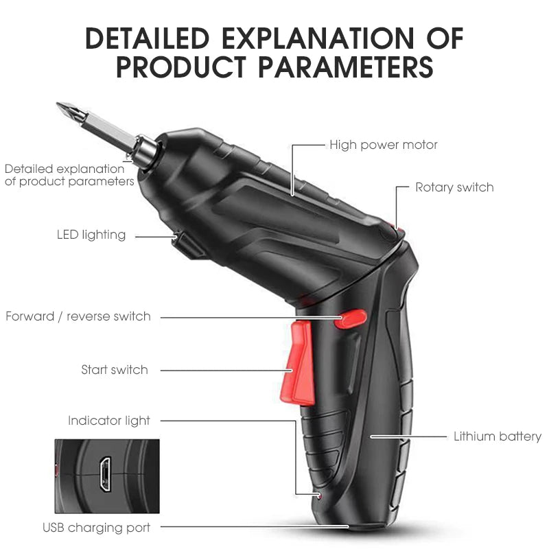 Mini Electric Drill with Lithium Battery – Cordless Household Tool