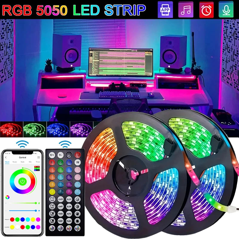 Luzes de tira LED RGB Controle Bluetooth