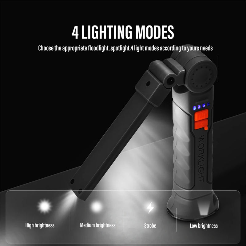 Lanterna de trabalho LED recarregável com ímã e gancho