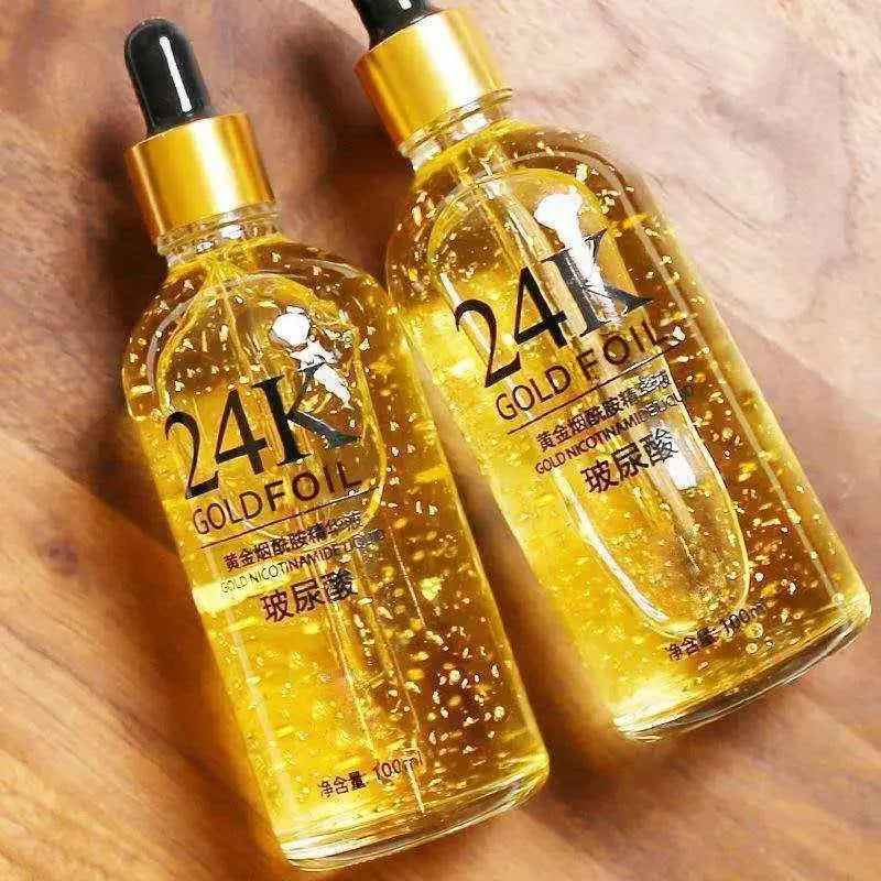 24k Gold &amp; Hyaluronic Acid Face Serum – Essência antienvelhecimento, clareadora e lifting