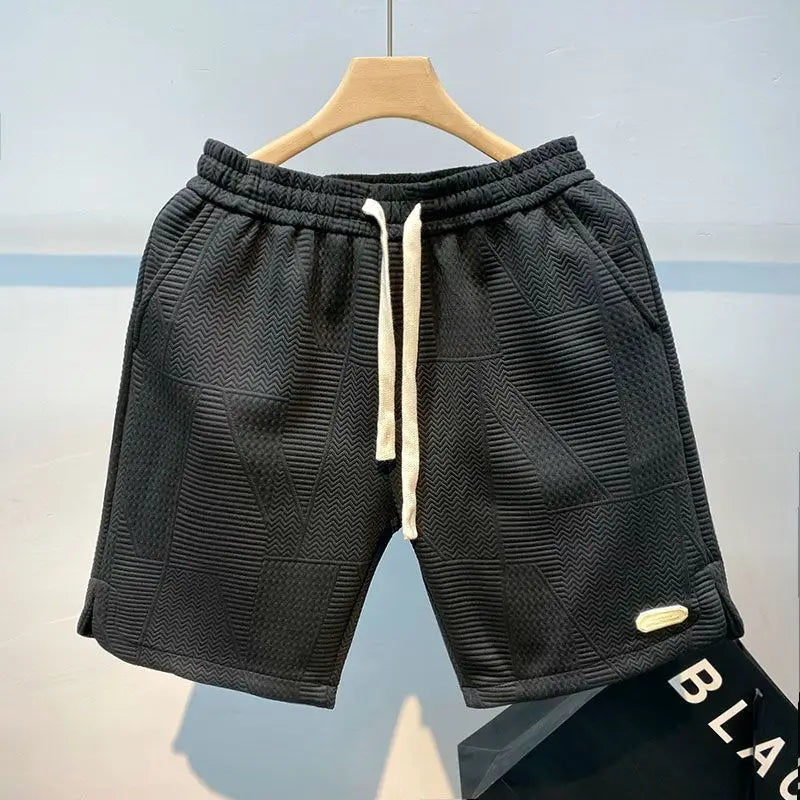 Shorts de corrida casual masculino com padrão de ondas