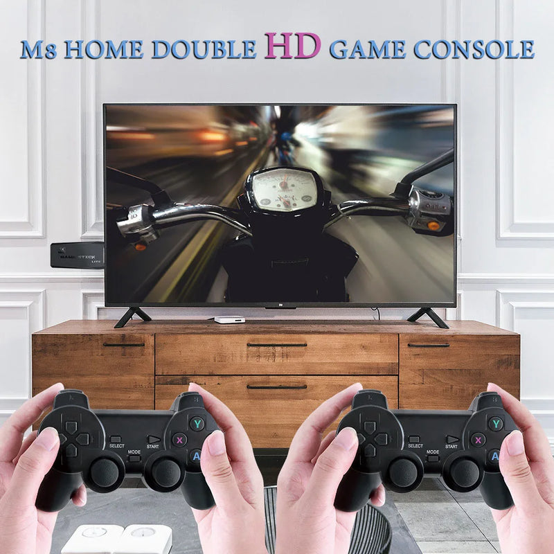 M8 Retro Game Stick with 10,000 Games – 4K, Dual Wireless Controllers