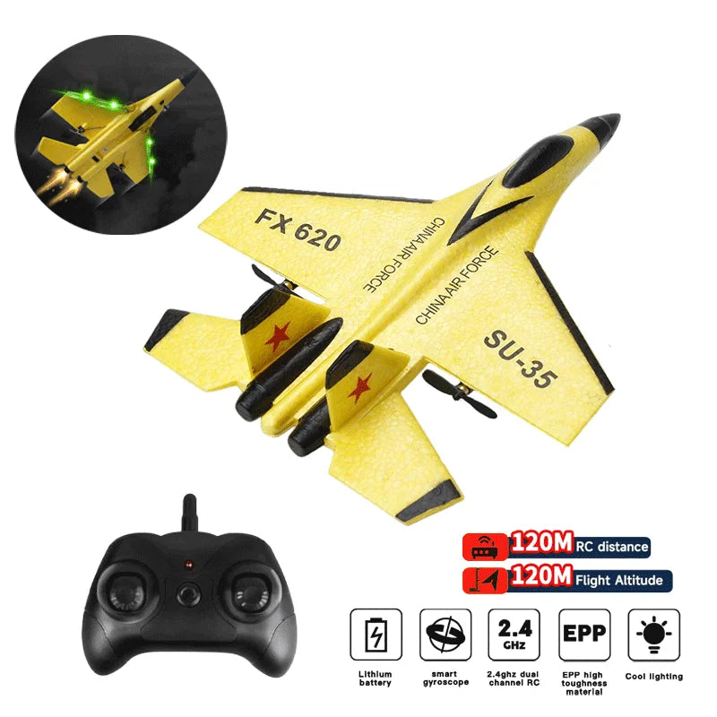 SU-35 RC Foam Fighter Plane – Planador de controle remoto 2.4G para crianças