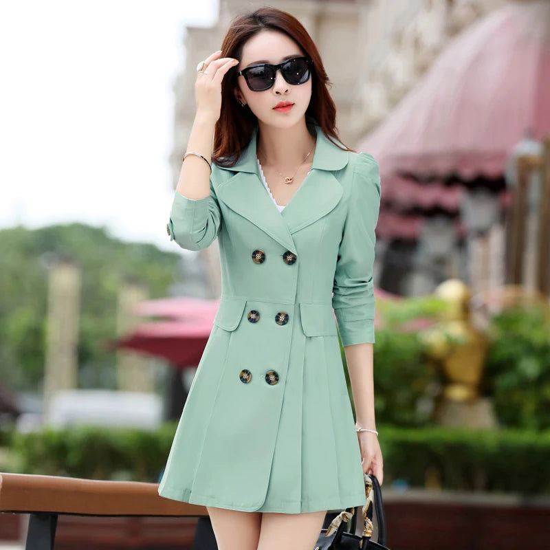 Women’s Double-Breasted Trench Coat – Autumn Windbreaker