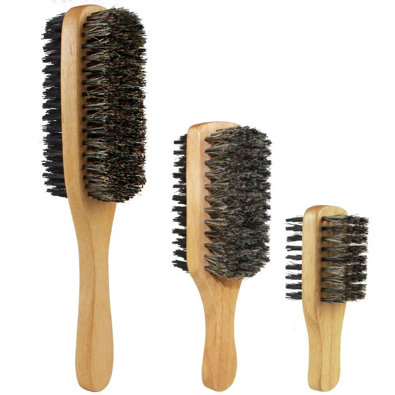 Natural Wooden Wave Brush - Dual-purpose for Beards