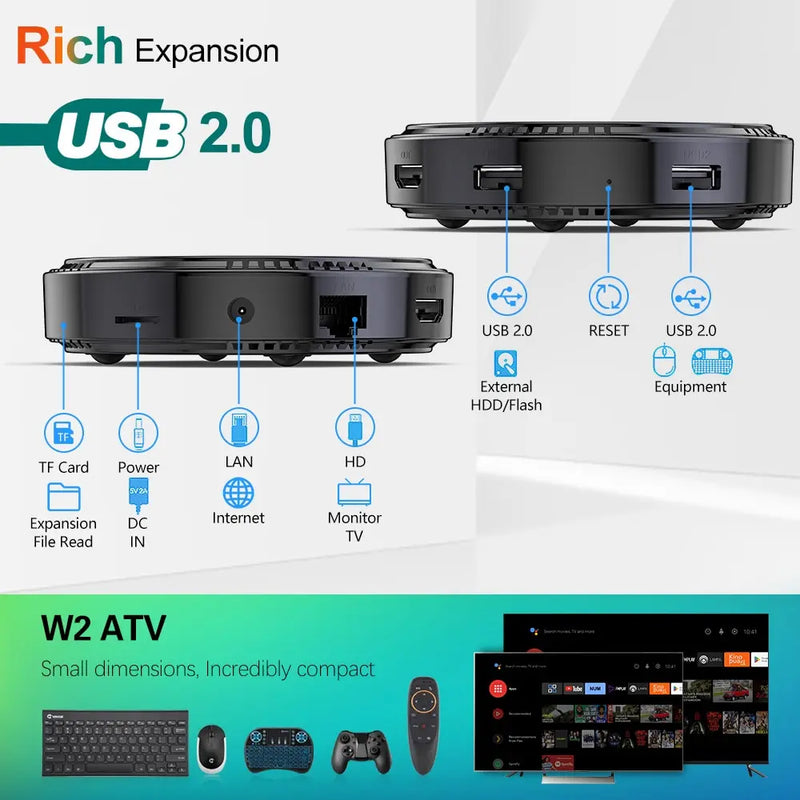 Caixa de TV W2 ​​ATV - Android 11, 4K