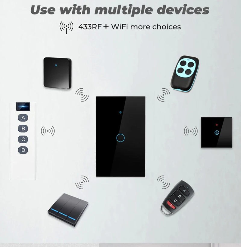 Interruptor de parede WiFi inteligente com controle de voz