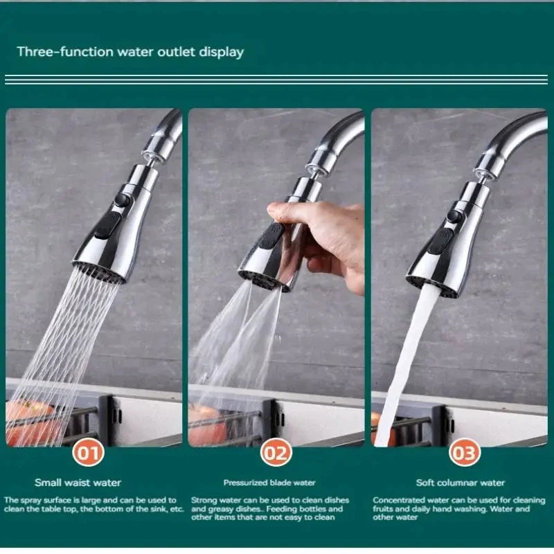 Metal Faucet Extender with 3 Modes for Water Saving