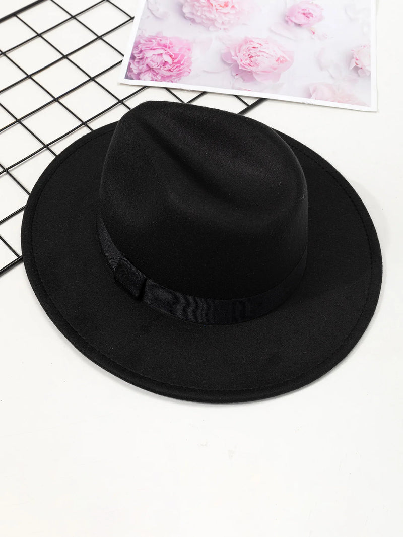 Stylish Large Brim Wool Hat - Fashionable Jazz Cap