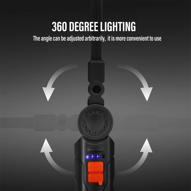 Rechargeable LED Work Flashlight with Magnet and Hook