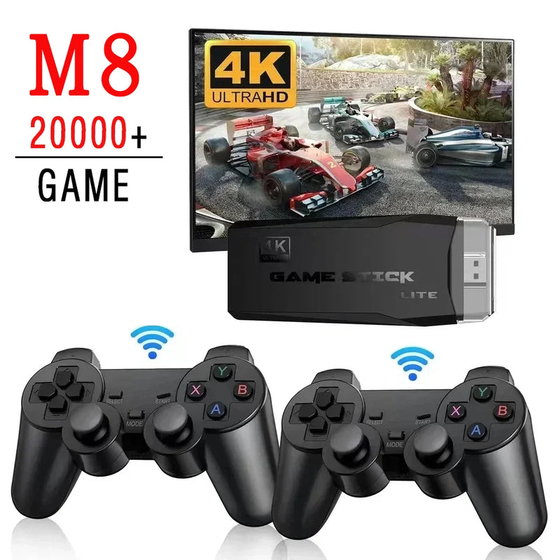 M8 Retro Game Stick with 20,000 Games – 4K, Dual Wireless Controllers