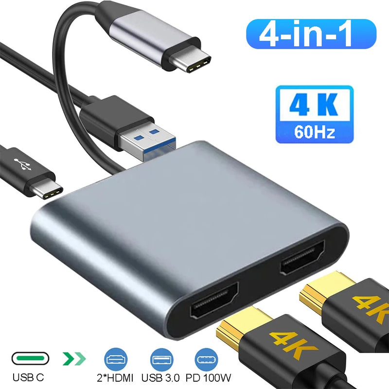 Estação de encaixe USB C Hub 4 em 1 com HDMI