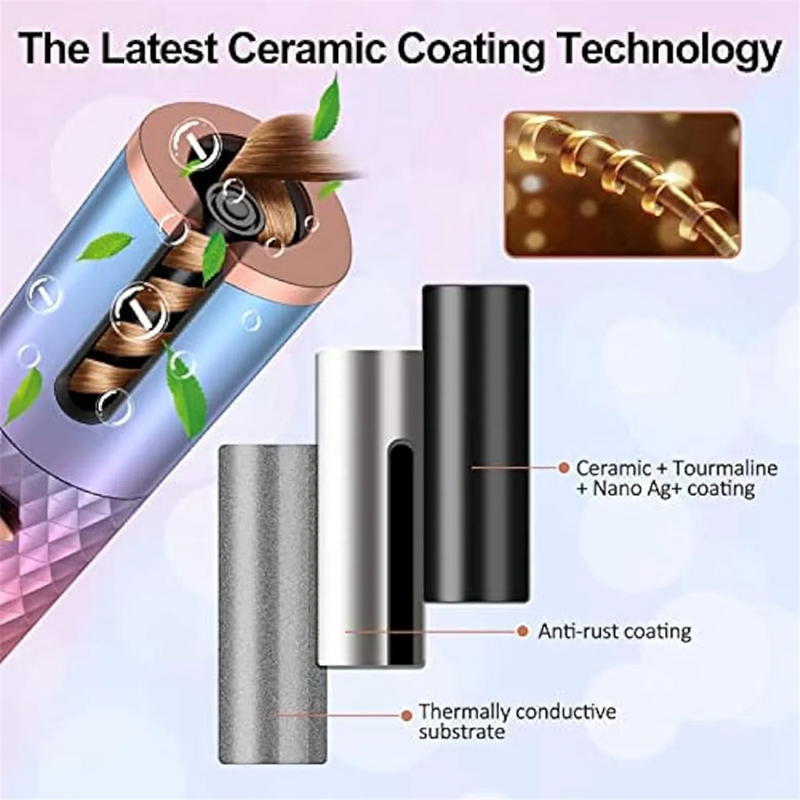 Cordless Automatic Hair Curler – USB Rechargeable & Fast Heating