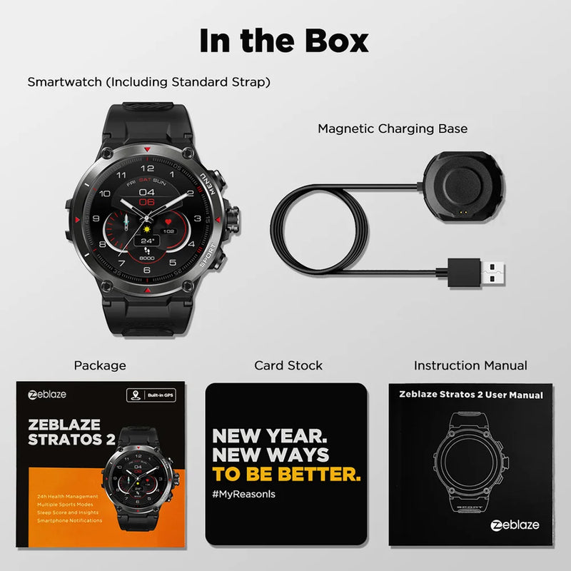 Zeblaze Stratos 2 GPS-Smartwatch – 1,3 Zoll AMOLED, Gesundheitsmonitor