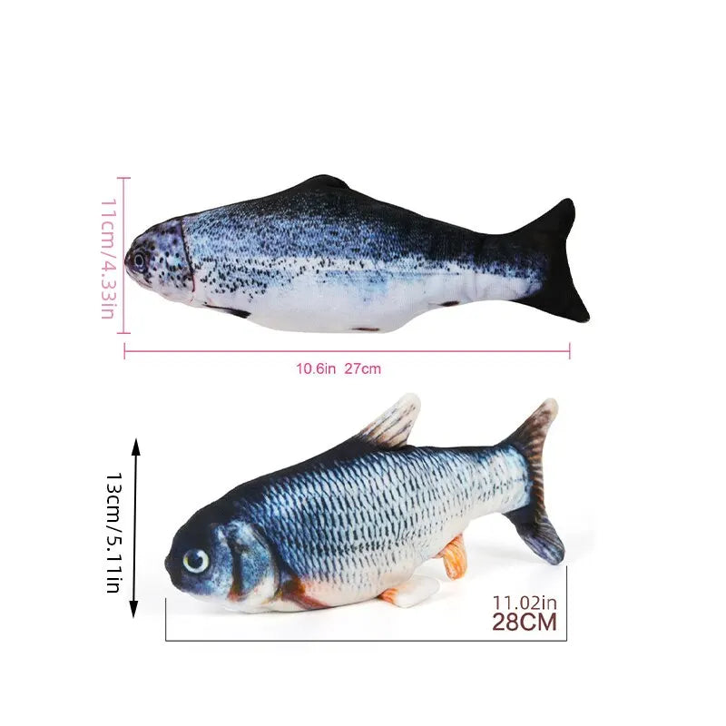 Brinquedo elétrico de peixe flexível - mastigação interativa para animais de estimação