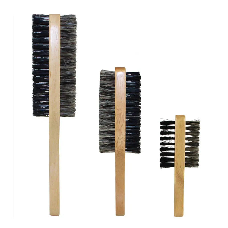 Natural Wooden Wave Brush - Dual-purpose for Beards