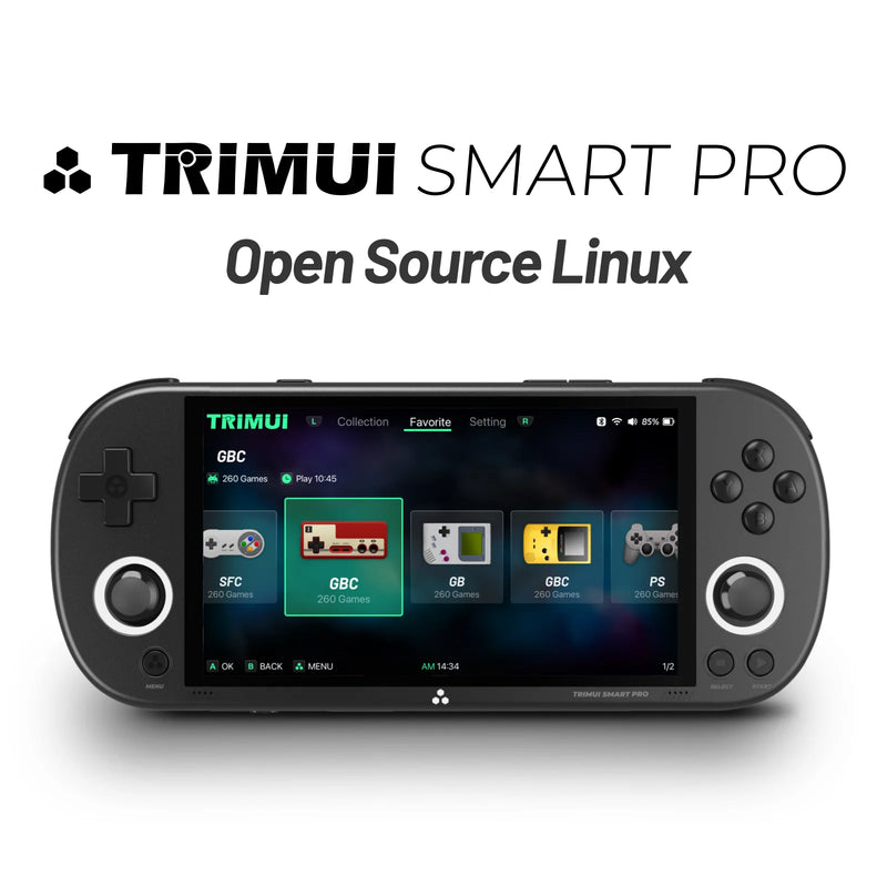 Console portátil Trimui Smart Pro – tela IPS de 4,96", sistema Linux, iluminação RGB