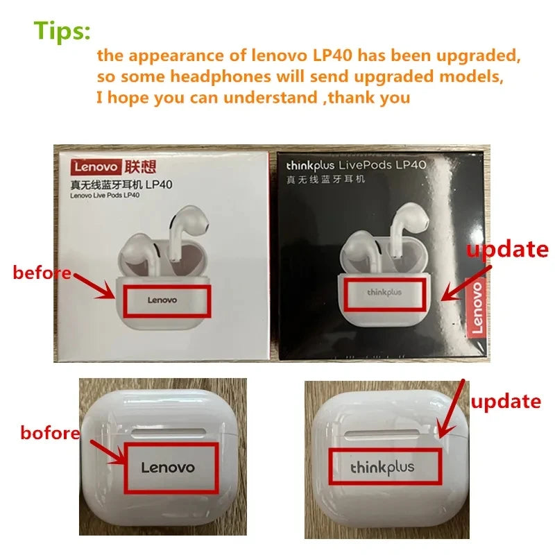 Lenovo LP40 Bluetooth Earbuds – HiFi Sound with Touch Control