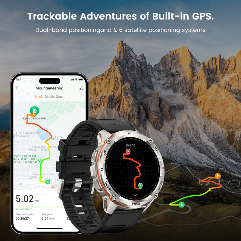 KOSPET TANK T3 Ultra GPS Smartwatch – Fitnesstracker, AMOLED-Display, Bluetooth