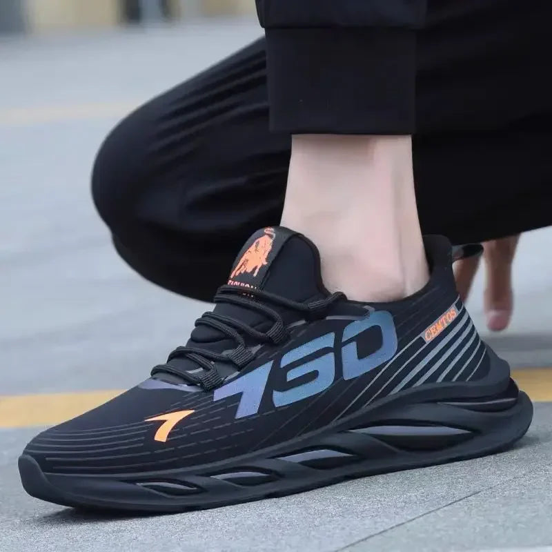 Men's Black Round Head Sports Shoes - Trendy Summer Style