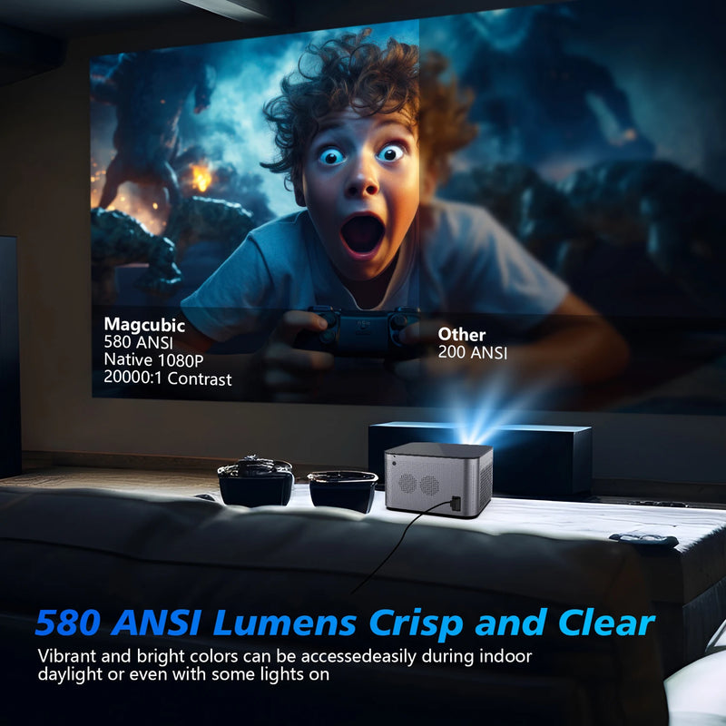 Magcubic 580ANSI Projector – Android 11, 4K Resolution, Voice Control