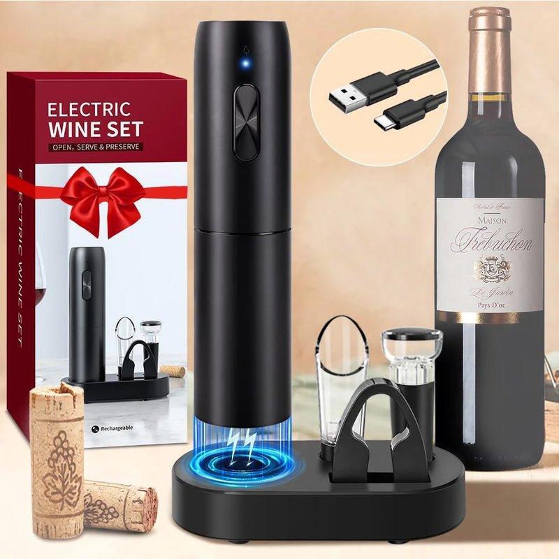 Abridor de vinho elétrico automático com base de carregamento – Saca-rolhas Easy Red Wine