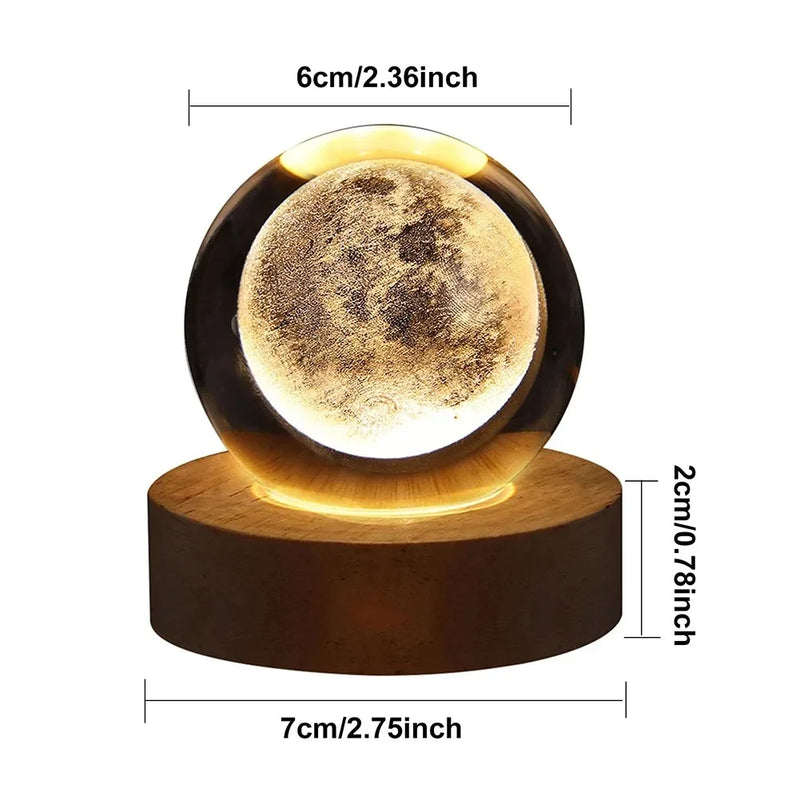 Luz noturna de cristal 3D Galaxy – Projeções planetárias