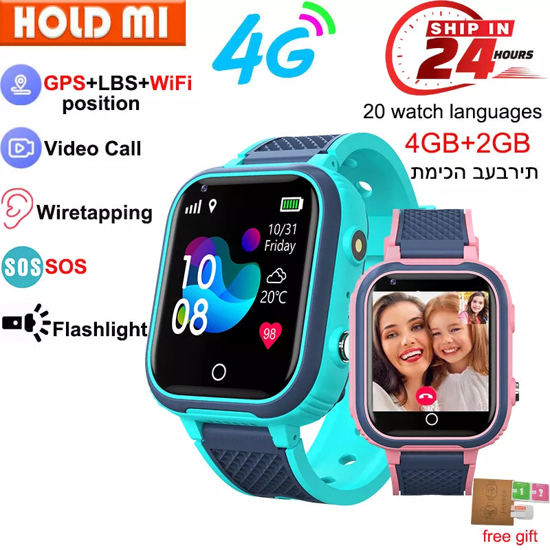 LT21 4G Kids Smart Watch - GPS, videochamada, à prova d'água, SOS, câmera