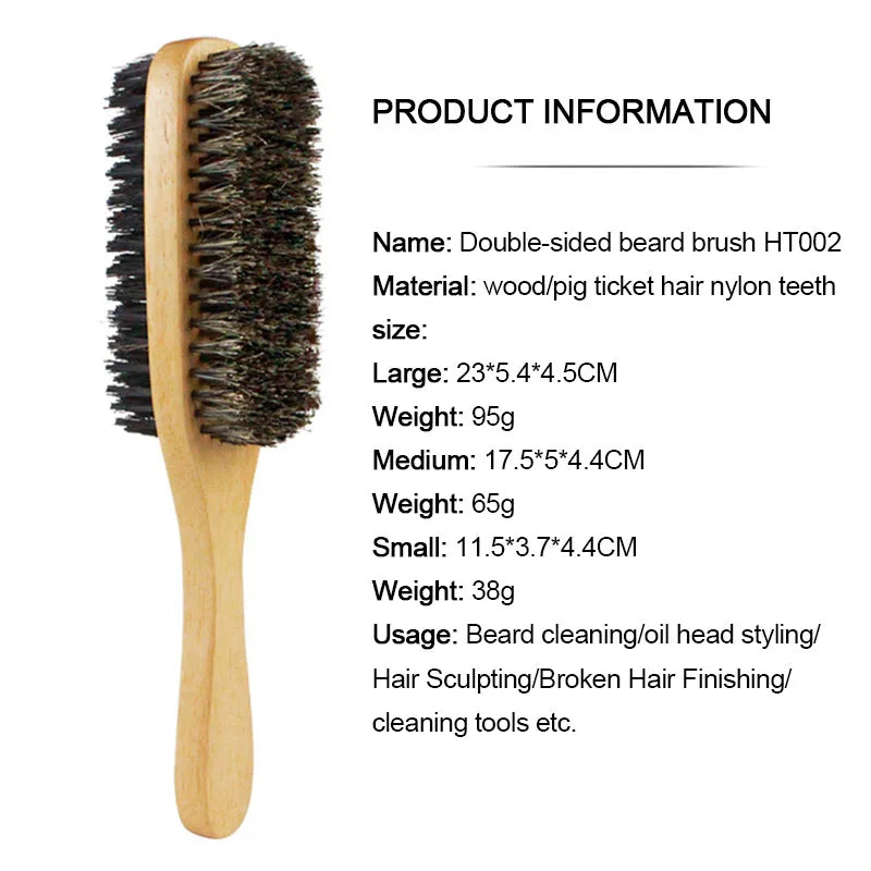 Natural Wooden Wave Brush - Dual-purpose for Beards