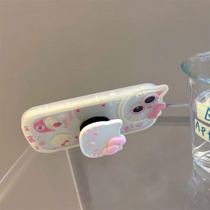 Capa Hello Kitty Stand para iPhone 7-15 Pro Max – Design Y2K à prova de choque