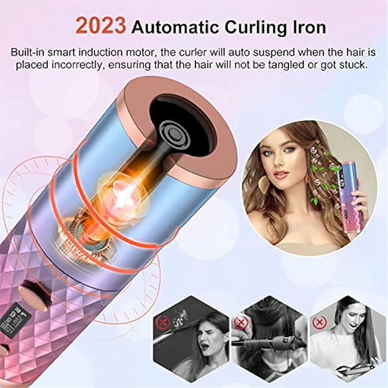 Cordless Automatic Hair Curler – USB Rechargeable & Fast Heating